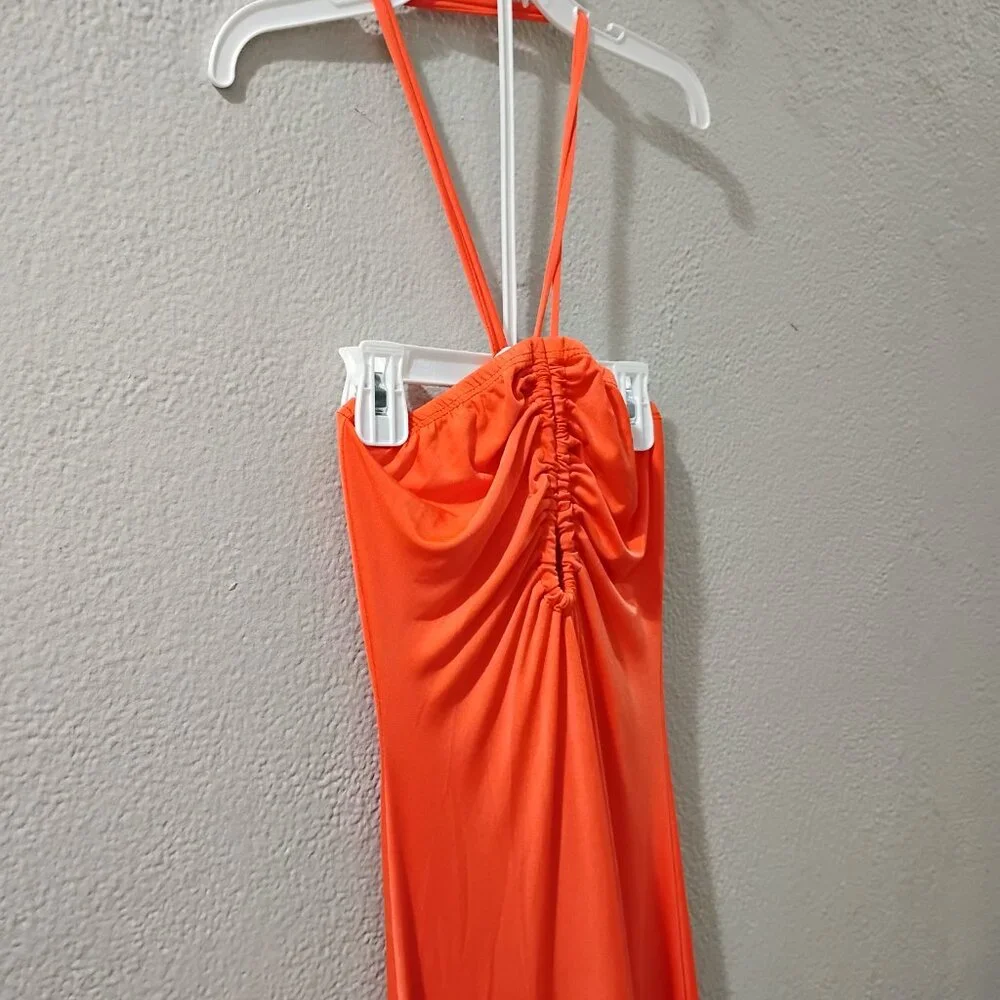 Sincerly Jules-S-- (LYCRAS TEXTURED) -RADIANT ORANGES COLORS-STRAPLESS & HALTHER